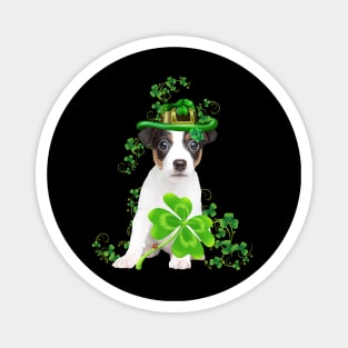 Lucky Jack Russell Terrier Shamrock St Patrick's Day Magnet